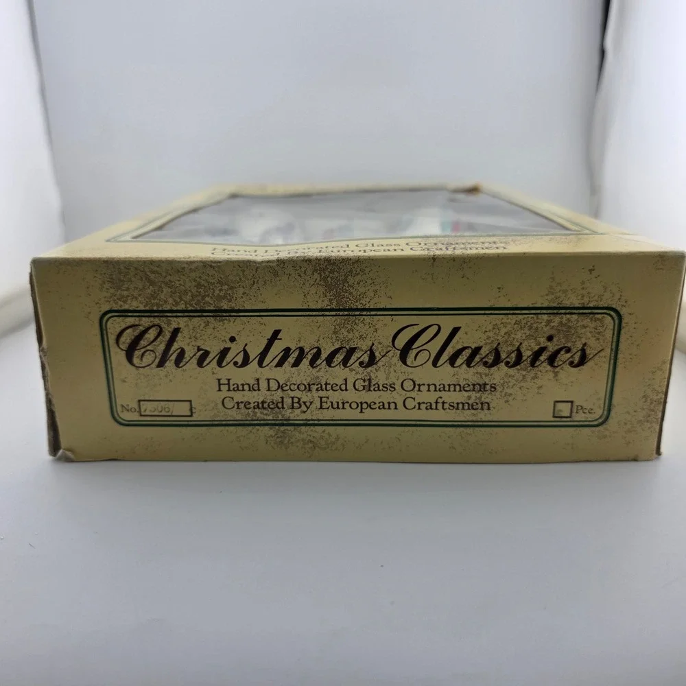 Christmas Classics Glass Ornaments‎ Hand Decorated Lot 5 Frosted Teardrop